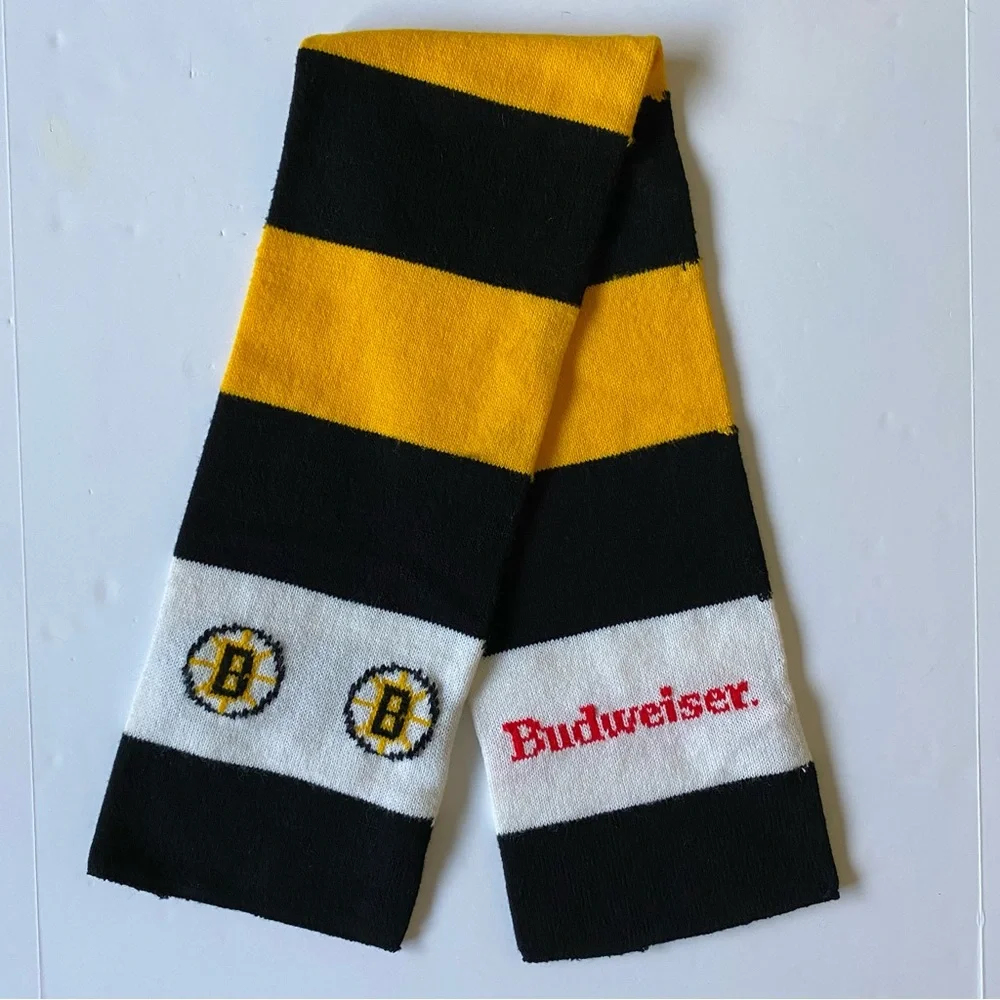 COPY - Boston Bruins Budweiser scarf vintage NHL hockey black and yellow wide s…